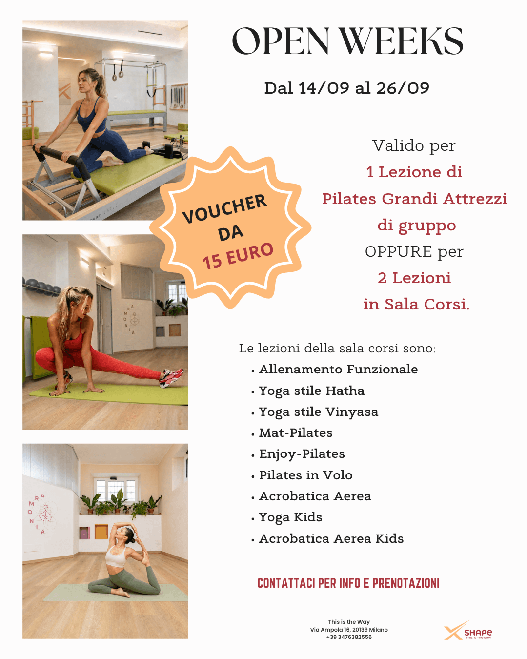 Anteprima del voucher Open Weeks da 15 euro
